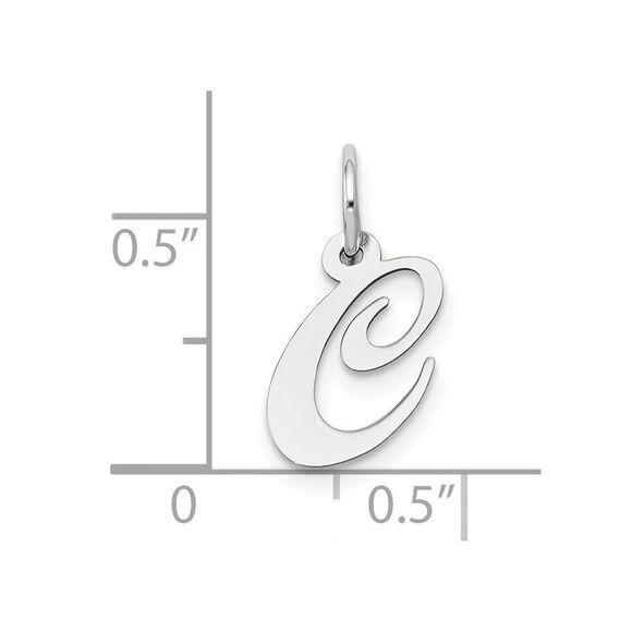 10k White Gold Small Fancy Script Initial C Charm - Picture 2 of 2